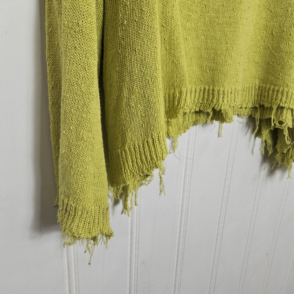 Free People Chartreuse Off-the-Shoulder Sweater slouchy grunge 💚 - Picture 4 of 11